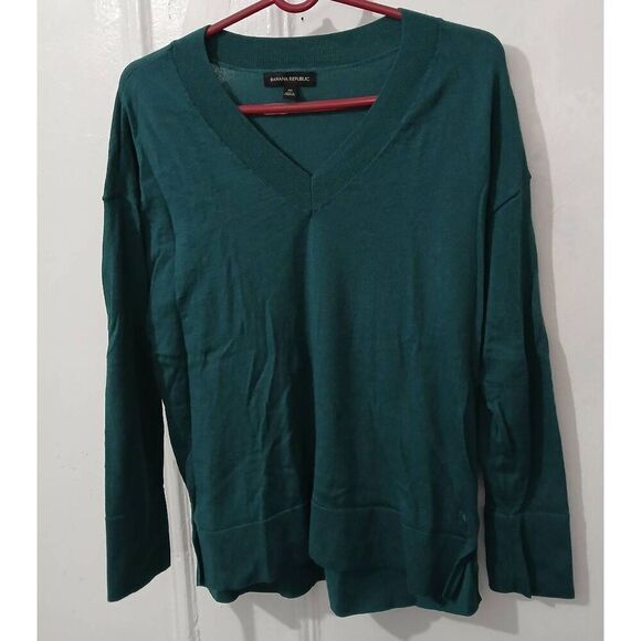 Banana republic womens medium turquoise green FINE WOOL drop sleeve sweater - Picture 2 of 8